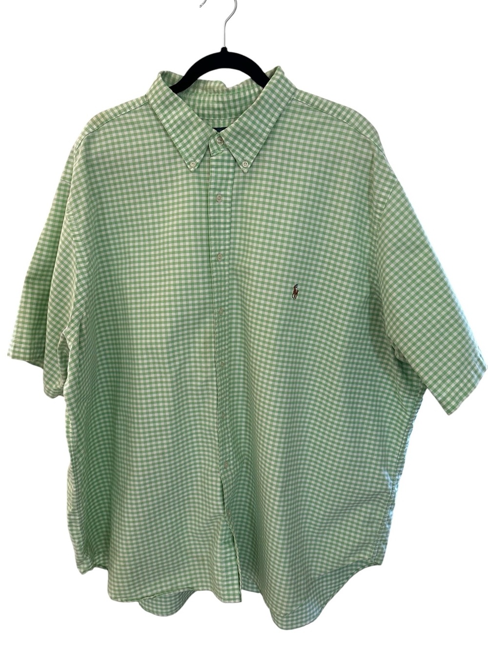 Ralph Lauren Men’s Light Green Gingham Short Sleeve Button-Down Shirt Size 3XB